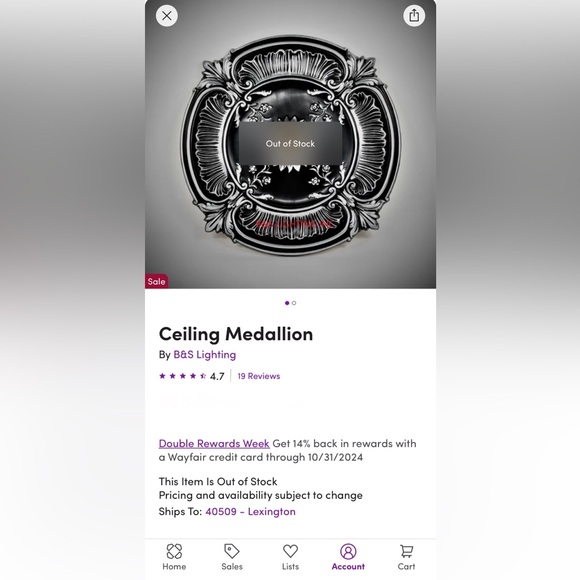 Black and Silver Chandelier Ceiling Medallion - Picture 9 of 15